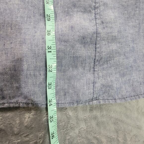 Tahari Womens XS Linen Long Sleeve Shift Dress Oversized Gray Blue - Picture 5 of 10